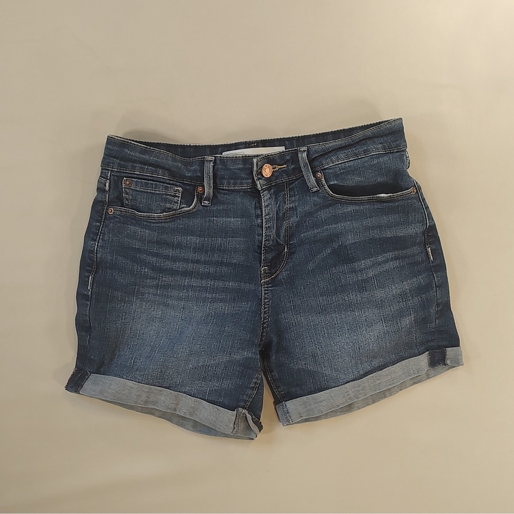 Signature Levi Strauss Gold Label Denim Shorts 8 W29 Blue Mid Rise Rolled Cuff